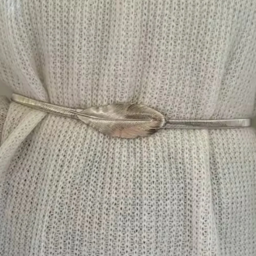 New Silver Leaf Skinny Stretch Belt | NWOT